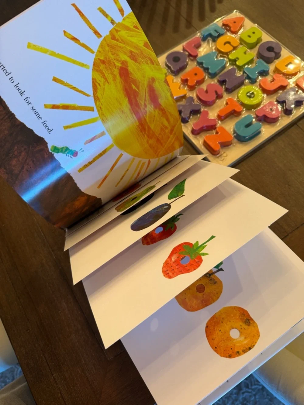 The Very Hungry Caterpillar Book and Wooden Alphabet Puzzle Set - Colorful